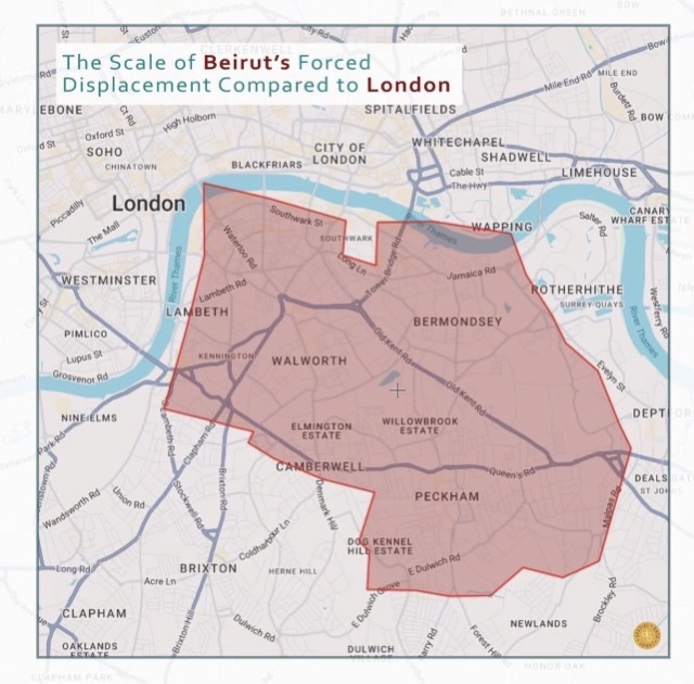Scale of Beirut compared to London