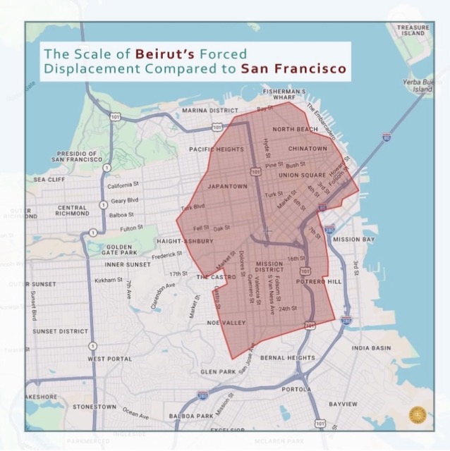 Scale of Beirut compared to San Francisco